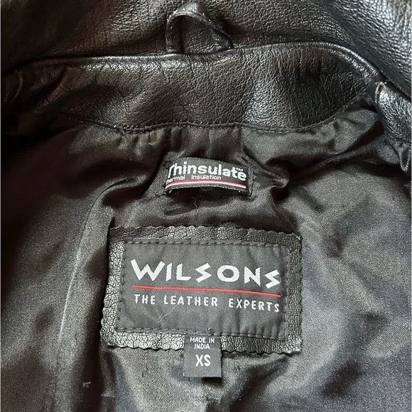 Wilsons Leather Black Biker Jacket - Picture 4 of 16